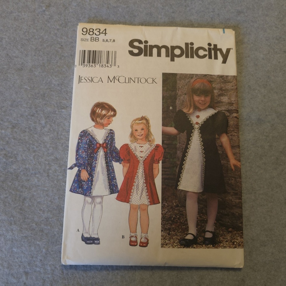Simplicity 9834 Jessica McClintock Girls Dress Pattern Size 5-8 Vintage UNCUT